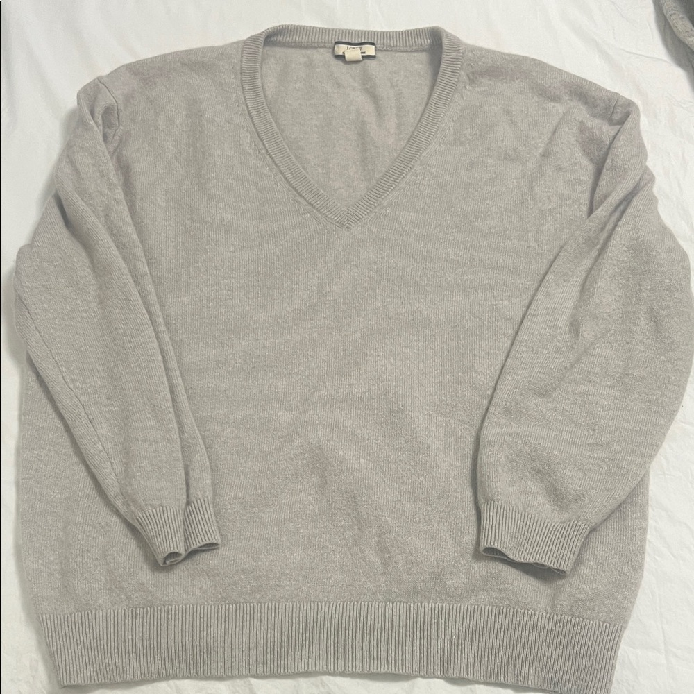 J. Crew Light Gray V-Neck Sweater
